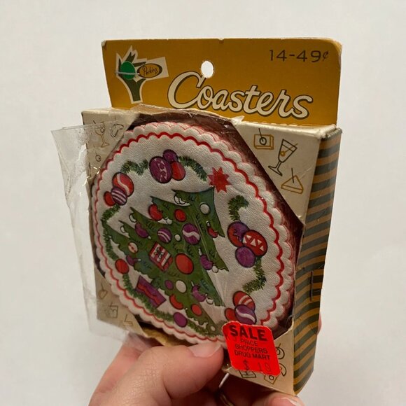 Decorative Paper Coasters Drinkware Barware Retro 70s Holiday Xmas Christmas - Picture 3 of 4